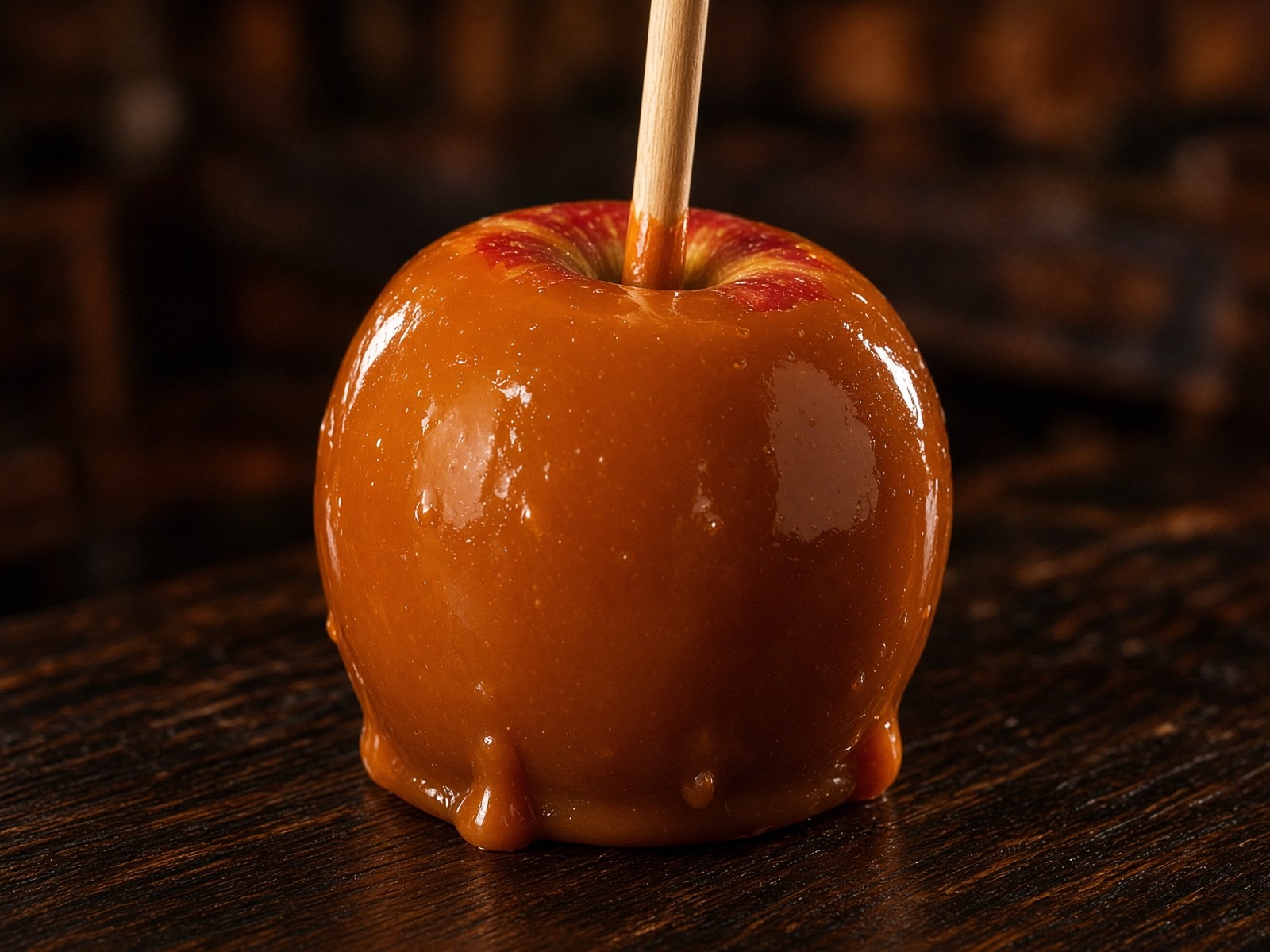 Caramel apple on a stick