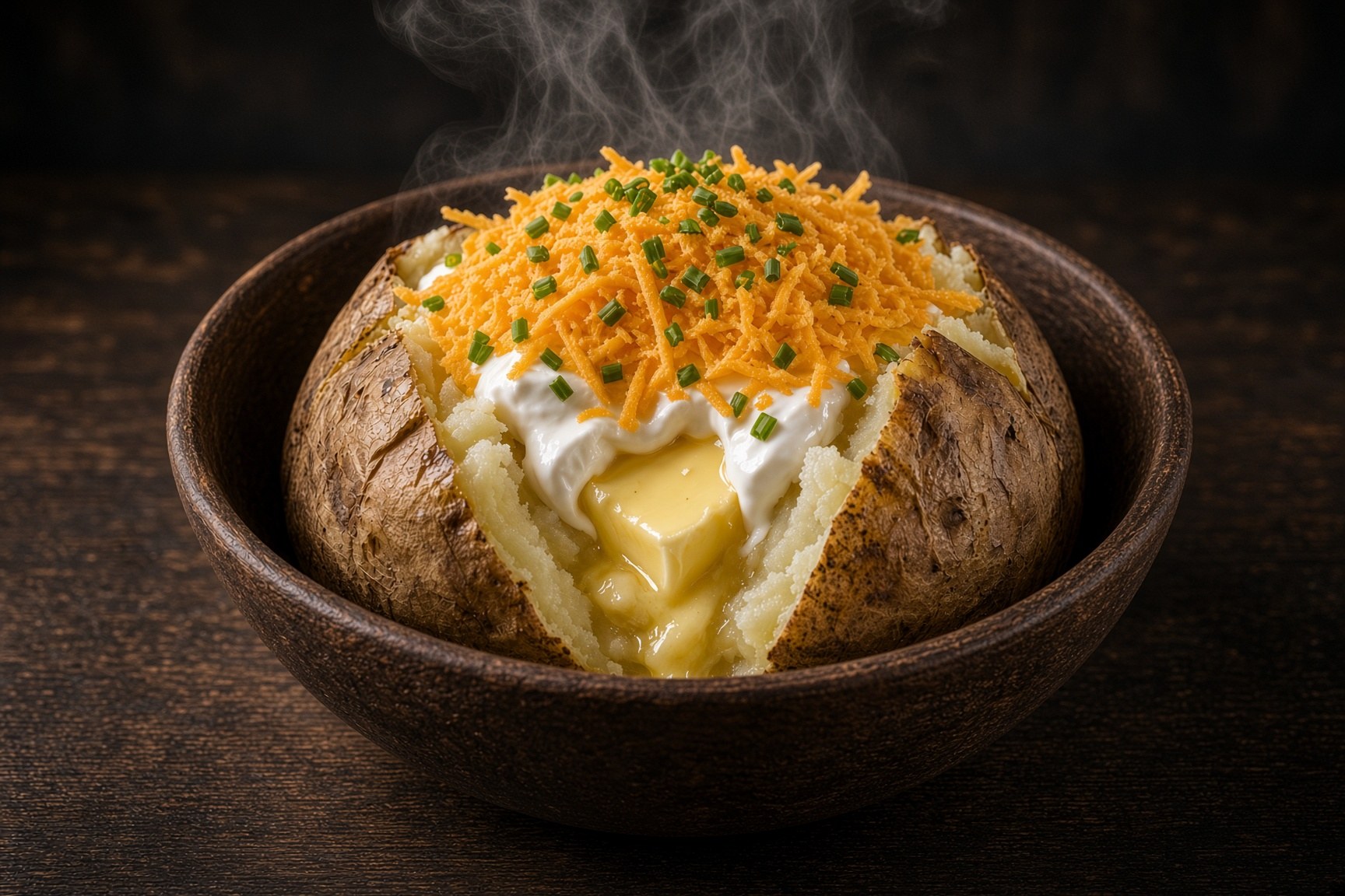 Sour cream n onion jacket potato in a natural bowl